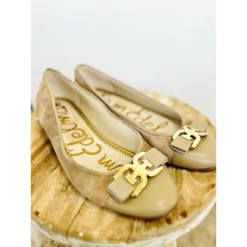 Sam Edelman | Mage Women's Gold Leather Bow Ballet Flats Size 7 |‎ CUTE! 💖✨️